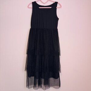 Black Sleeveless Tiered Tulle Dress Size S Fit & Flare EUC Party Cocktail